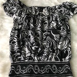 White House Black Market silk off shoulder blouse M
